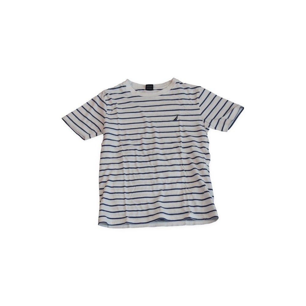 Nautica Short Sleeve Size 8 White Striped T-Shirt